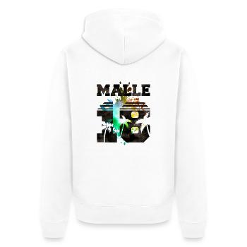 malle 18 colors - Unisex Premium Bio Zip Hoodie - Weiß - Hinten - Thijin (182cm)