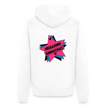 Animateur / Animatrice / Animator / Animador / No - Unisex Premium Bio Zip Hoodie - Weiß - Hinten - Thijin (182cm)