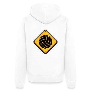 shield warning danger caution danger volleyball ro - Unisex Premium Organic Zip Hoodie - white - Back - Thijin (182cm)