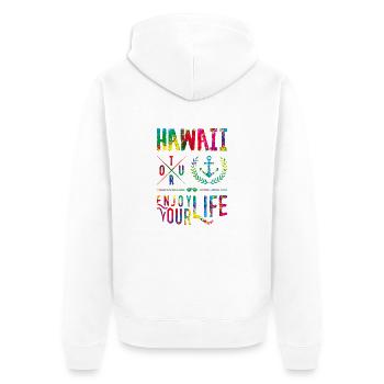 hawaii enjoy colors - Unisex Premium Bio Zip Hoodie - Weiß - Hinten - Thijin (182cm)
