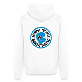button stamp round circle sticker head logo design - Unisex Premium Organic Zip Hoodie - white - Back - Thijin (182cm)