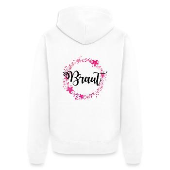 braut kranz - Unisex Premium Bio Zip Hoodie - Weiß - Hinten - Thijin (182cm)