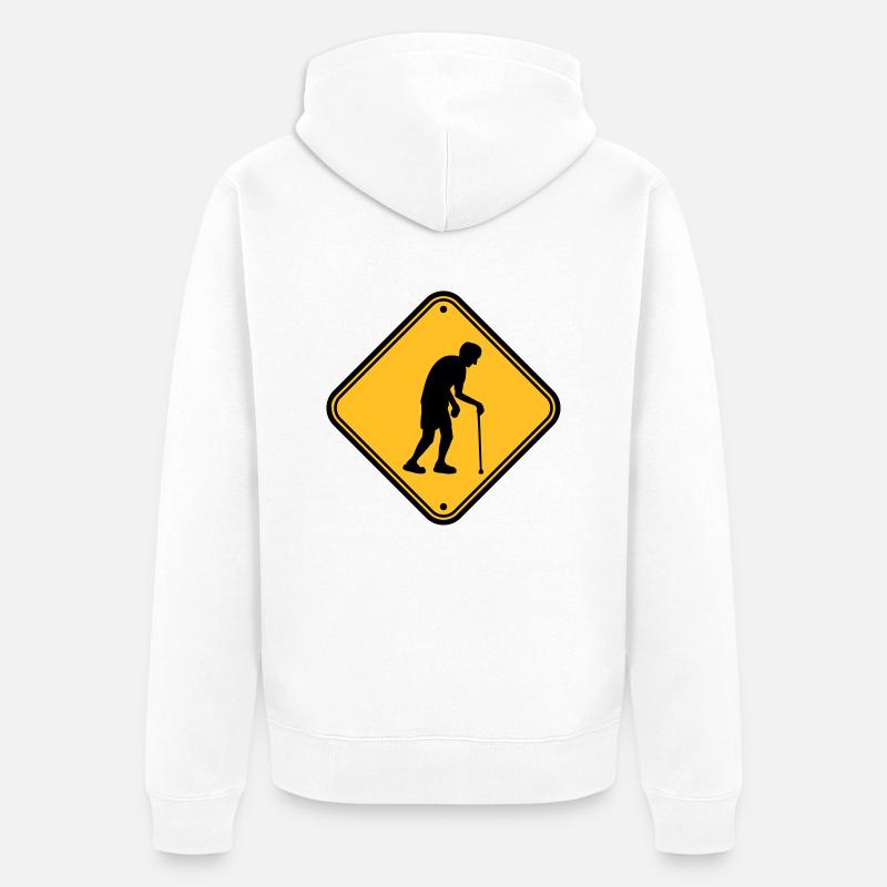 Attention maison de retraite signe - Veste à capuche bio Premium Unisexe - blanc