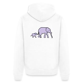Elefant, Elefanten - Unisex Premium Bio Zip Hoodie - Weiß - Hinten - Thijin (182cm)