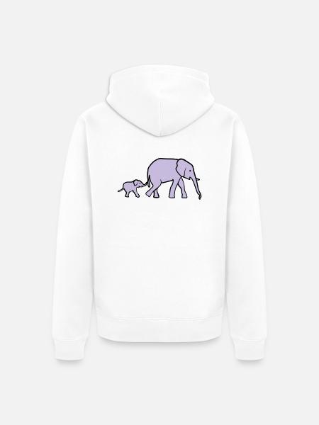 Elefant, Elefanten - Unisex Premium Bio Zip Hoodie - Weiß