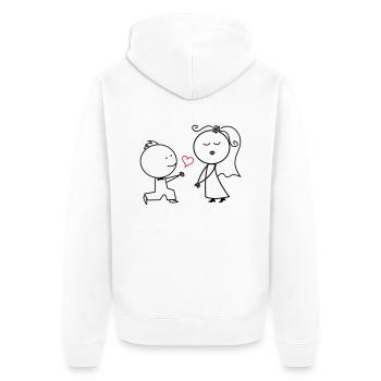 ehepaar_antrag_002 - Unisex Premium Bio Zip Hoodie - Weiß - Hinten - Thijin (182cm)