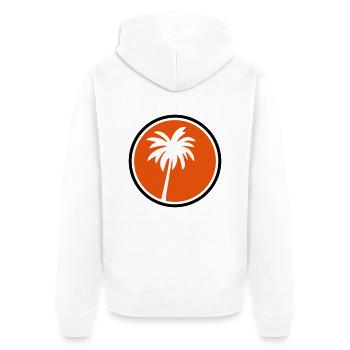 palm kreis - Unisex Premium Bio Zip Hoodie - Weiß - Hinten - Thijin (182cm)