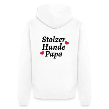 Stolzer Hunde Papa - Unisex Premium Bio Zip Hoodie - Weiß - Hinten - Thijin (182cm)