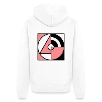 Geometrie Quadrat - Unisex Premium Bio Zip Hoodie - Weiß - Hinten - Thijin (182cm)
