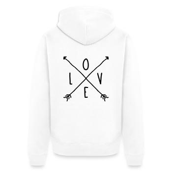 LOVE X ARROWS - Unisex Premium Bio Zip Hoodie - Weiß - Hinten - Thijin (182cm)