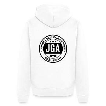 jga bräutigam heirat - Unisex Premium Bio Zip Hoodie - Weiß - Hinten - Thijin (182cm)
