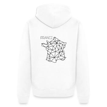 Frankreich - Unisex Premium Bio Zip Hoodie - Weiß - Hinten - Thijin (182cm)