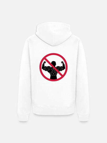 No bodybuilders banned - Unisex Premium Organic Zip Hoodie - white