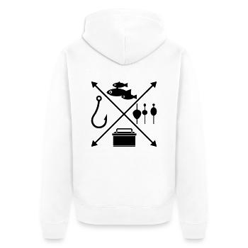 angeln - Unisex Premium Bio Zip Hoodie - Weiß - Hinten - Thijin (182cm)
