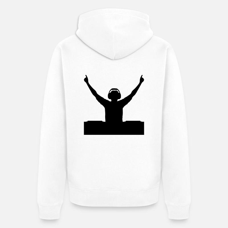 Conception de DJ silhouette - Veste à capuche bio Premium Unisexe - blanc