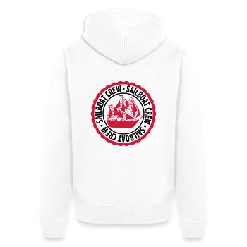 Stempel Sailboat Crew - Unisex Premium Bio Zip Hoodie - Weiß - Hinten - Thijin (182cm)