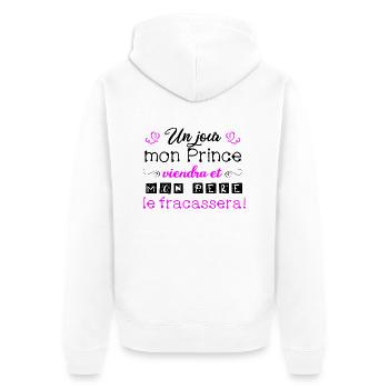 T shirt un jour mon prince viendra,humour. - Veste à capuche bio Premium Unisexe - blanc - Dos - Thijin (182cm)
