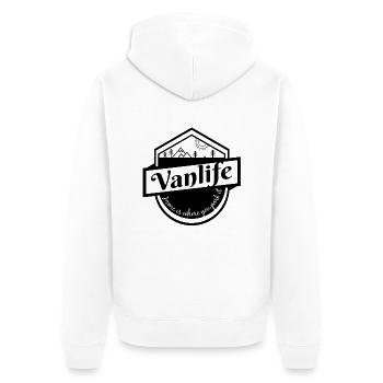 Van Life, Camping, Bus, Pullover - Unisex Premium Bio Zip Hoodie - Weiß - Hinten - Thijin (182cm)