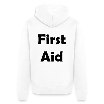 First Aid - Unisex Premium Organic Zip Hoodie - white - Back - Thijin (182cm)