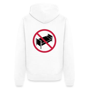 Kein Bett Zone - Unisex Premium Bio Zip Hoodie - Weiß - Hinten - Thijin (182cm)