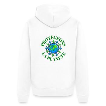 logo protect the planet - Unisex Premium Organic Zip Hoodie - white - Back - Thijin (182cm)