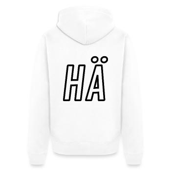 HÄ - Unisex Premium Bio Zip Hoodie - Weiß - Hinten - Thijin (182cm)