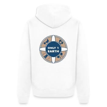 Only One Earth / Tag der Erde - Unisex Premium Organic Zip Hoodie - white - Back - Thijin (182cm)