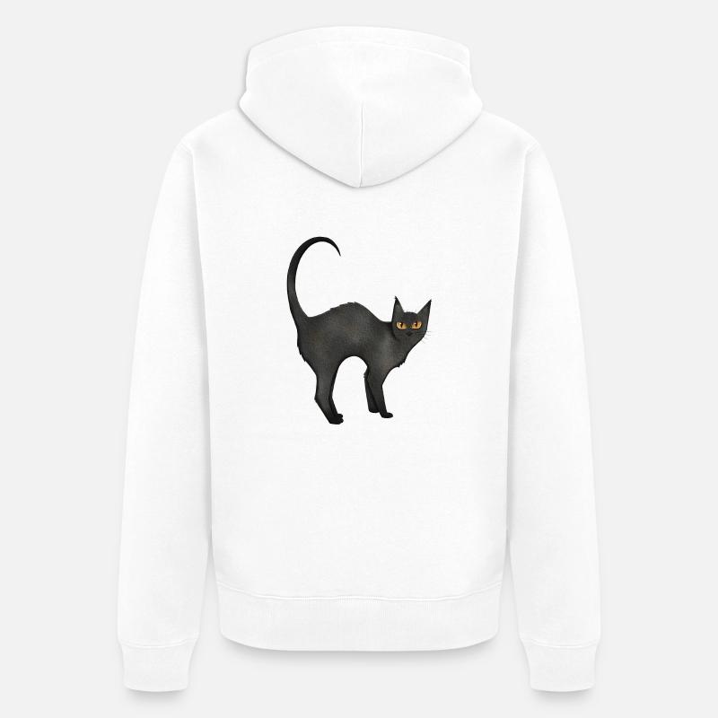 Chat Noir - Veste à capuche bio Premium Unisexe - blanc