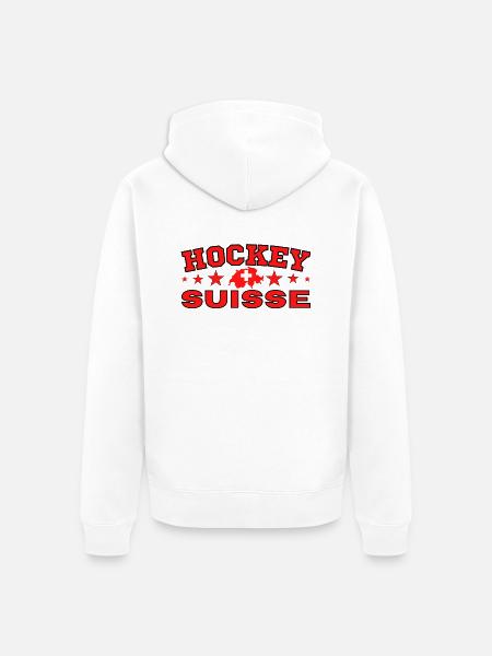 Eishockey Schweiz originelle Geschenkidee - Unisex Premium Bio Zip Hoodie - Weiß
