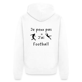 Je peux pas j'ai Football. - Veste à capuche bio Premium Unisexe - blanc - Dos - Thijin (182cm)