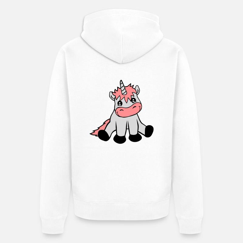 Sitzendes niedliches Einhorn - Unisex Premium Bio Zip Hoodie - Weiß