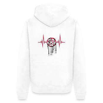 Drops heartbeat pentagram - Unisex Premium Organic Zip Hoodie - white - Back - Thijin (182cm)