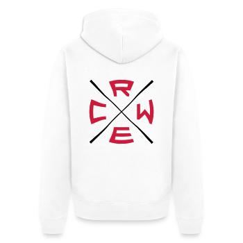 X Crew Logo - Unisex Premium Bio Zip Hoodie - Weiß - Hinten - Thijin (182cm)