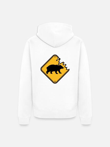 Shield Bear Danger to Life - Unisex Premium Organic Zip Hoodie - white