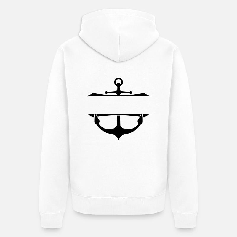 Text einfügen Anker - Unisex Premium Bio Zip Hoodie - Weiß