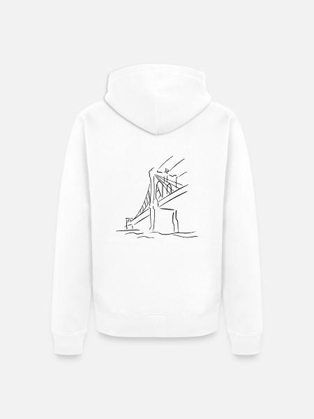Brooklyn Bridge Line Art - Minimalist - Unisex Premium Organic Zip Hoodie - white