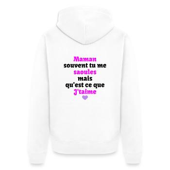 j't'aime Maman - Veste à capuche bio Premium Unisexe - blanc - Dos - Thijin (182cm)