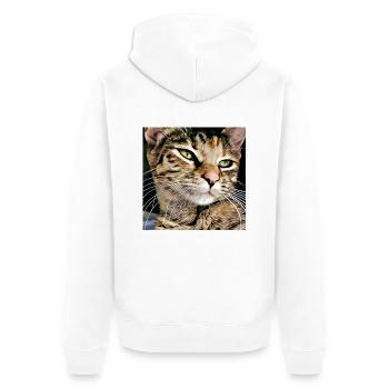 Portrait de chat tabby - Veste à capuche bio Premium Unisexe - blanc - Dos - Thijin (182cm)