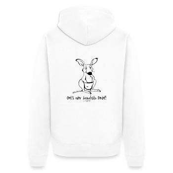 Gets oder brauchstn Beidel ? - Unisex Premium Bio Zip Hoodie - Weiß - Hinten - Thijin (182cm)