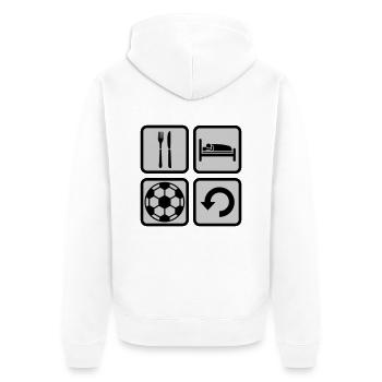 Icônes Football Eat Sleep - Veste à capuche bio Premium Unisexe - blanc - Dos - Thijin (182cm)