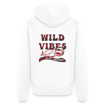 Wildfang - Hai - Unisex Premium Bio Zip Hoodie - Weiß - Hinten - Thijin (182cm)