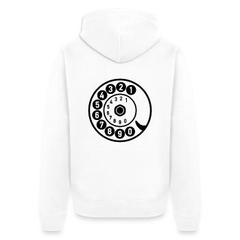 Wählscheibe Vintage Telefon anrufen Retro Technik - Unisex Premium Bio Zip Hoodie - Weiß - Hinten - Thijin (182cm)