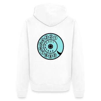 Dial Vintage Phone Call Retro Technology - Unisex Premium Organic Zip Hoodie - white - Back - Thijin (182cm)