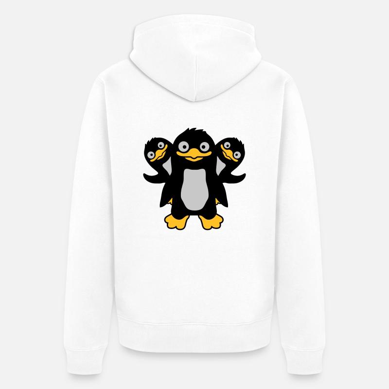 3 lustige Pinguin Freunde - Unisex Premium Bio Zip Hoodie - Weiß