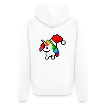 Licorne de Noël Pixel Art - Veste à capuche bio Premium Unisexe - blanc - Dos - Thijin (182cm)