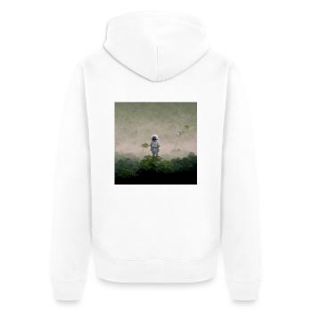 Lonely Voyager 071 - Unisex Premium Bio Zip Hoodie - Weiß - Hinten - Thijin (182cm)