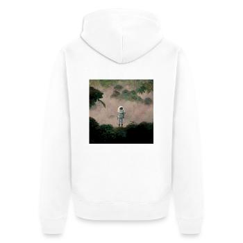 Lonely Voyager 080 - Unisex Premium Bio Zip Hoodie - Weiß - Hinten - Thijin (182cm)