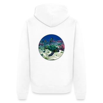 Meeresschildkröte - Unisex Premium Bio Zip Hoodie - Weiß - Hinten - Thijin (182cm)