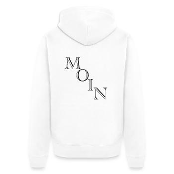 Moin moinsen moin moin - Unisex Premium Bio Zip Hoodie - Weiß - Hinten - Thijin (182cm)