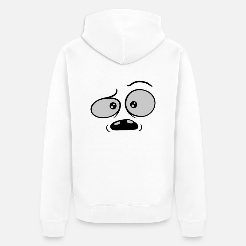 Visage comique confus sceptique - Veste à capuche bio Premium Unisexe - blanc